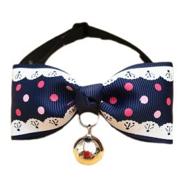 England Style Pet Collar Tie Adjustable Bowknot Cat Dog Collars with Bell-A15
