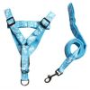 Durable Dog Collar Leash Strap Training Leash Rope Chest Strap For Puppy Pet(15LB), Blue Bow