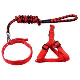 Durable Dog Collar Leash Strap Training Pet Leash Rope Chest Strap For Puppy Pet(12-25LB), Red Black