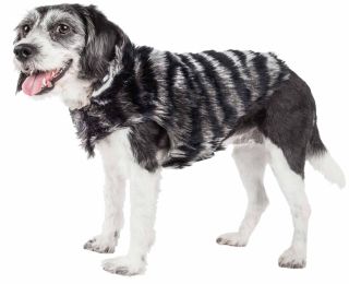 Pet Life  Luxe 'Chauffurry' Beautiful Designer Zebra Patterned Mink Fur Dog Coat Jacket (Option: X-Small)