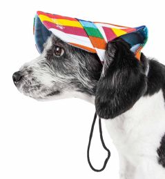Pet Life  'Colorfur' Floral Uv Protectant Adjustable Fashion Dog Hat Cap (Option: Medium)