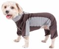 Pet Life  Active 'Warm-Pup' Heathered Performance 4-Way Stretch Two-Toned Full Body Warm Up