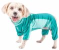 Pet Life  Active 'Warm-Pup' Heathered Performance 4-Way Stretch Two-Toned Full Body Warm Up