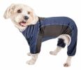 Pet Life  Active 'Warm-Pup' Heathered Performance 4-Way Stretch Two-Toned Full Body Warm Up