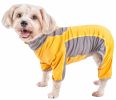 Pet Life  Active 'Warm-Pup' Heathered Performance 4-Way Stretch Two-Toned Full Body Warm Up