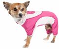 Pet Life  Active 'Warm-Pup' Heathered Performance 4-Way Stretch Two-Toned Full Body Warm Up