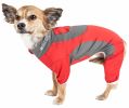 Pet Life  Active 'Warm-Pup' Heathered Performance 4-Way Stretch Two-Toned Full Body Warm Up